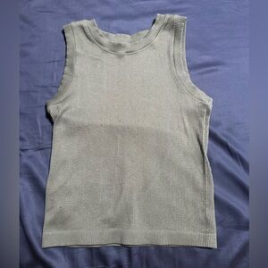 Gray green Ribbed Sleeveless Top